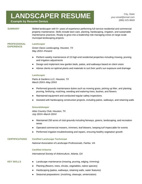 Landscaper Resume & Professional Writing Tips