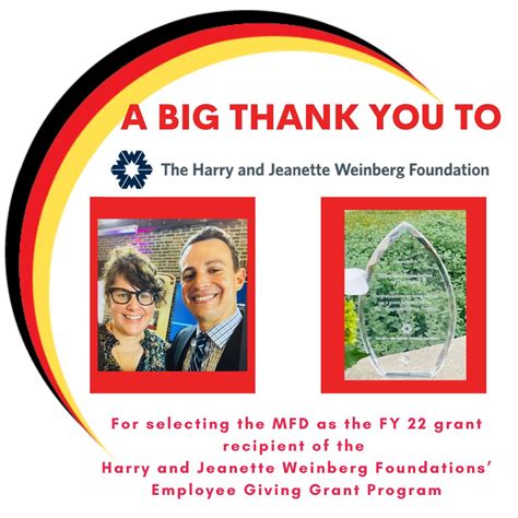 Thank you to the Harry and Jeanette Weinberg Foundation! On a personal ...