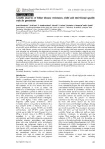 Genetic analysis of foliar disease resistance, yield and nutritional ...