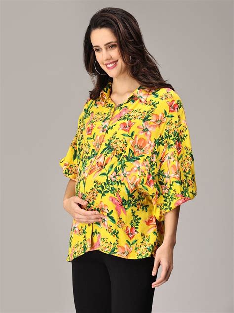 Hawaiian Sunset Maternity and Nursing Oversized Shirt | The Mom Store