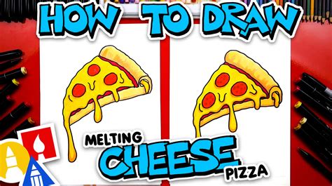 How To Draw Melting Cheese Pizza With Pepperoni - Art For Kids Hub