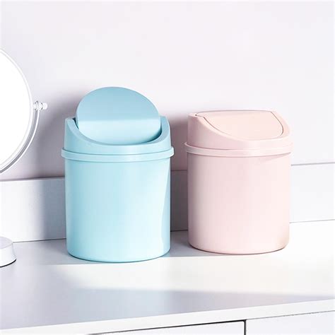 Dotbengc Plastic Small Desk Trash Can with 3 Rolls of Trash Bags, Mini ...