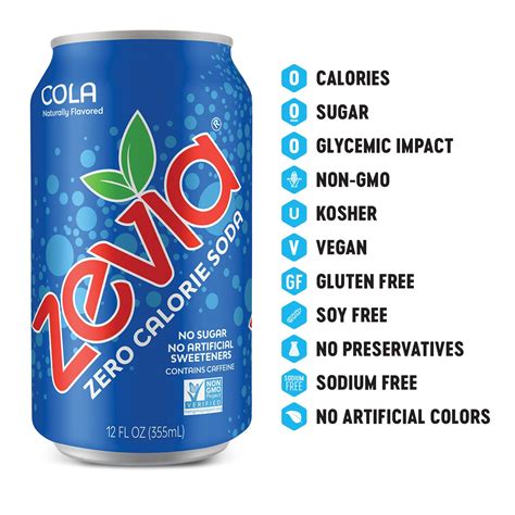 Buy Zevia Zero Calorie, Gluten-Free Cola Soda Pop, 12 Fl Oz, 6 Pack ...