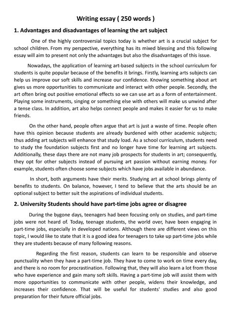 Writing-essay - Tgbhu - Writing essay ( 250 words ) 1. Advantages and ...