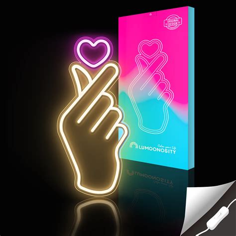 Lumoonosity Finger Heart Neon Signs - Premium K-Pop Heart Hand Led Sign ...