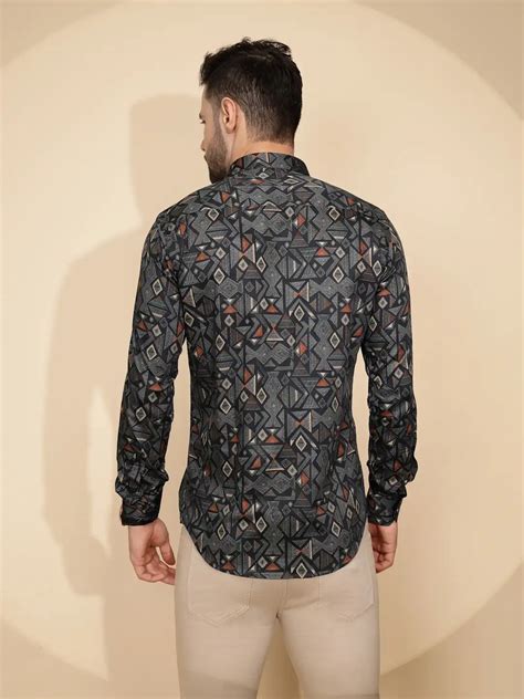 Teal Aztec Cotton Regular Fit Shirt For Mens – Global Rep...