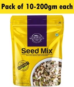 KHARAWALA'S Seed Mix FIVE Super Seeds Pack of 10 (200gms each) Mixed ...