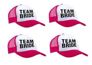 Wanna Party 4 Pack Team Bride Caps Mesh Hat Bachelorette Party Bridal ...