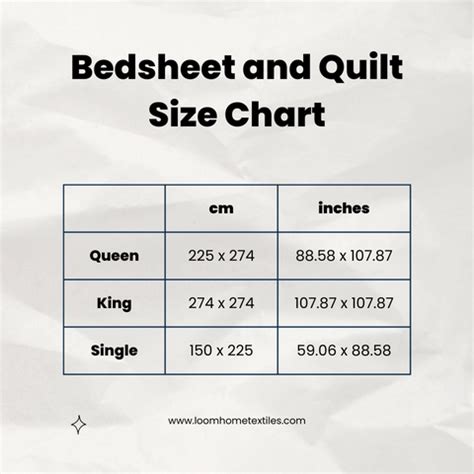 Bedsheet and quilted size chart – Loom Home Textiles