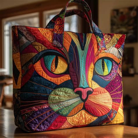 Cat Face Quilted Tote Bag GFTONL5023 | Quilted tote bags, Quilted totes ...