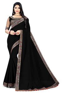 Buy PRIME UNITY Embroidered Madhubani Silk Blend Black Sarees Online ...