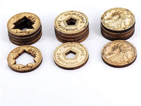 Buy DND Tokens Laser Cut Wood Coins Set of 15 in 3 Styles - Lucky ...