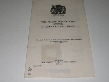 Prison Disciplinary System in England and Wales (Command 9920) : Great ...