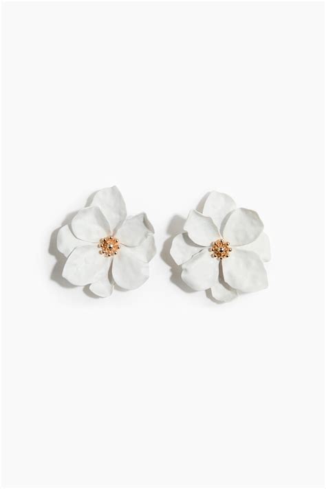 Women's White Flower-shaped earrings | H&M IN