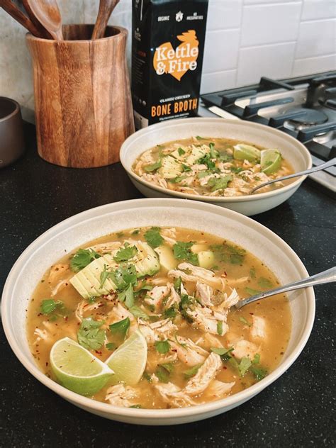 Shredded Chicken Verde Bone Broth Soup Recipe