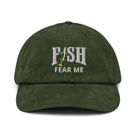 Fishing Gifts Fish Fear Me Hat Embroidery Corduroy Hat Trout Fly ...
