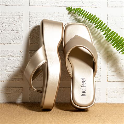 Buy Indifeet Metallic Stylish Chunky Y2K Wedges Online