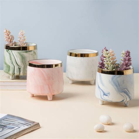 Luxe Ceramic Marble Planter Pink With Legs Online - Premium Planter ...