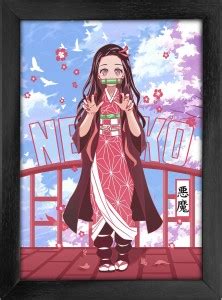 Nezuko Poster with Frame (Black) Paper Print - Comics posters in India ...