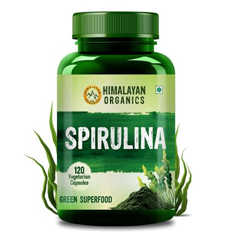 Himalayan Organics Spirulina 2000mg Supplement - 120 Vegetarian Capsul ...