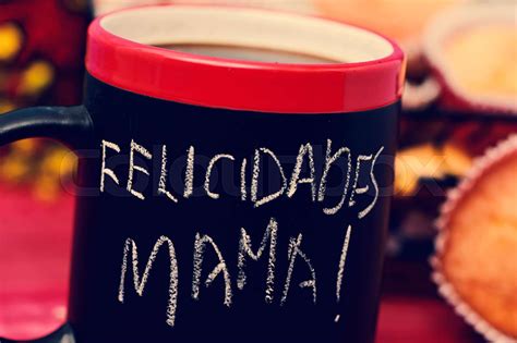 text felicidades mama, congratulations mom in spanish | Stock image ...