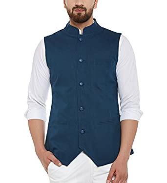 Buy HYPERNATION Blue Color Cotton Waistcoat For Men at Amazon.in