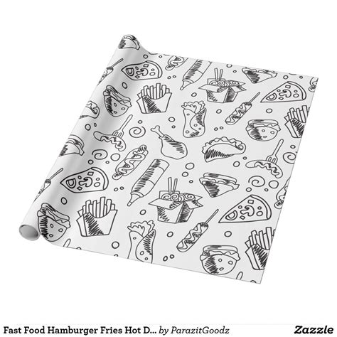 Fast Food Hamburger Fries Hot Dog Chicken Pattern Wrapping Paper ...