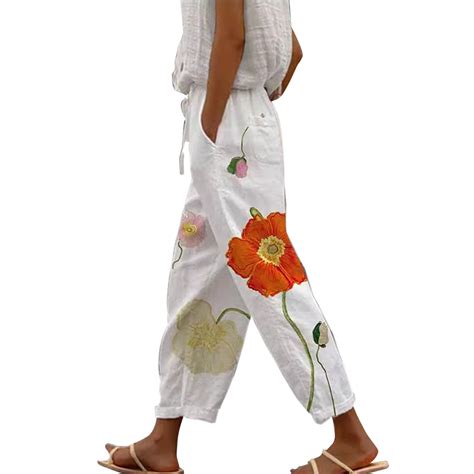 HEZHUONE Lightning Of Today Women White Capri Pants Cow Print Pants ...