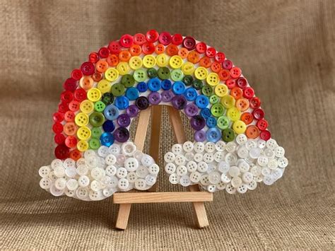 The brown box DIY Button Rainbow Mosaic Kit,Craft kit,Art and Craft Kit ...