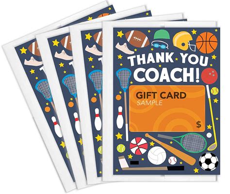 Tiny Expressions Sports Coach Thank You Gift Card Holders (4 Gift Card ...