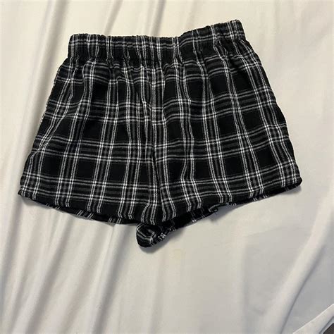 SHEIN Petite XXS Black and White Pajama Shorts - Depop