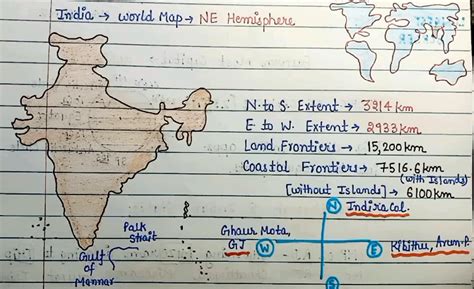 Physiography of India - India world Map NE Hemisphere N. to S. Extent ...