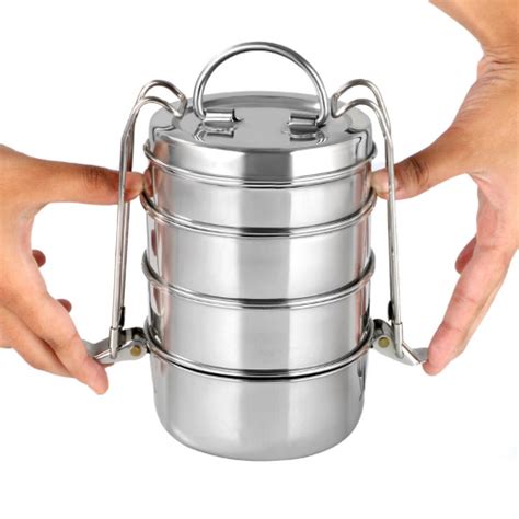 Lunch Tiffin without Mega Hot Bag – 8″ X 4 compartment – Vinod ...