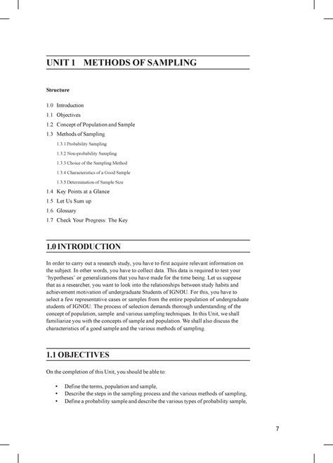 Unit-1 - Very good - UNIT 1 METHODS OF SAMPLING Structure 1 ...