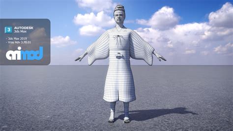 Ancient Japanese Civilian Man - 3D Model by animod