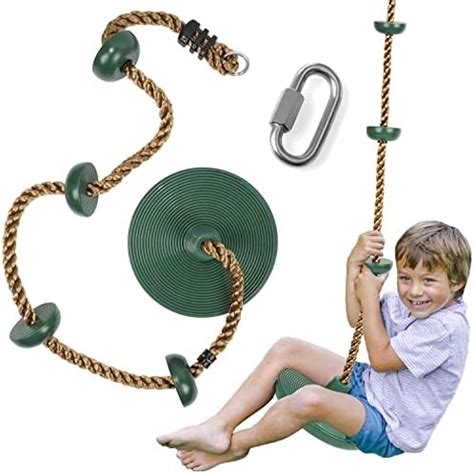 REZNOR Platforms Disc Tree Swing Seat and Climbing Knot Rope with ...