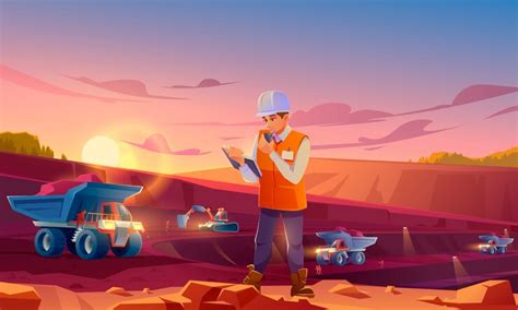 Man in helmet working on mining quarry | Free Vector