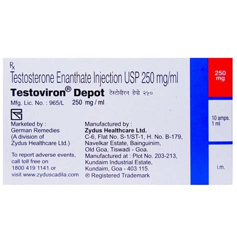 Testoviron Depot 250 Injection 1 ml | Uses, Side Effects, Price ...