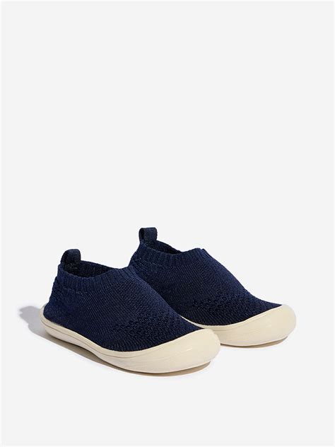 Buy Yellow Navy Knit-Textured Slip-On Shoes from Westside