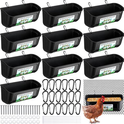 Buy Nuogo 10 Pcs Chicken Feeder Goat Feeder Poultry Feeder Water ...