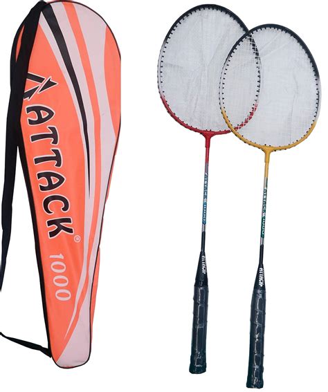 Buy ATTACK 10000 Aluminium Body Pair of Badminton Racket (with Full ...