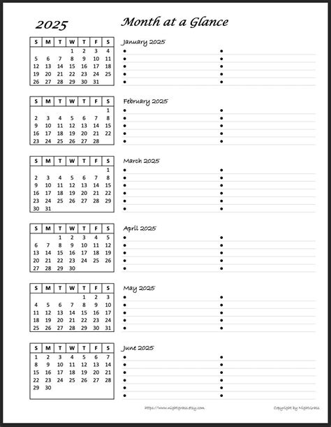Printable 6 Month Calendar 2025 | Calendars 2025