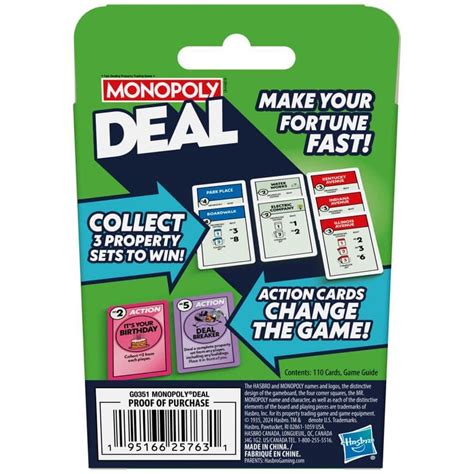 Monopoly Deal Card Game, Quick-Playing Family Card Game for 2-5 Players ...