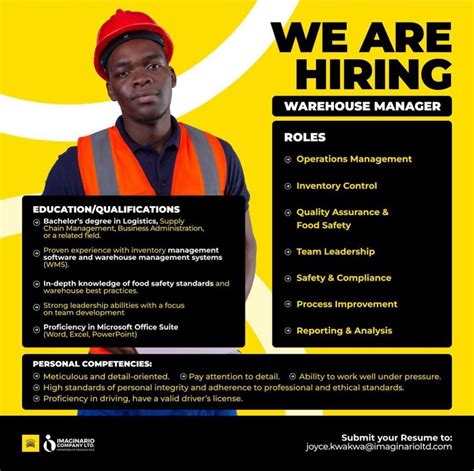 Warehouse Manager Vacancies