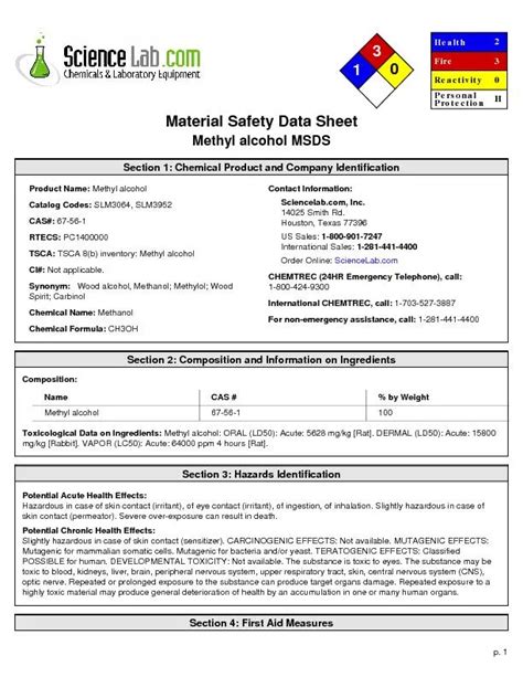 PDF-Material Safety Data SheetEthyl alcohol 200 Proof MSDS