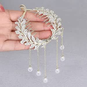 Buy Ashkash 1Pcs Rhinestone Imitation Diamond-studded Pearl Tassel Bun ...