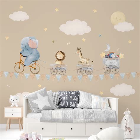 Animals On Ride: Wallpaper for Kids Room, Beige | Life n Colors