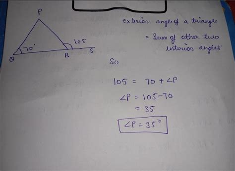 The exterior∠PRS of ∆PQR is 1150 . If ∠Q = 730 , find ∠P. Is ∠PRS > ∠P ...