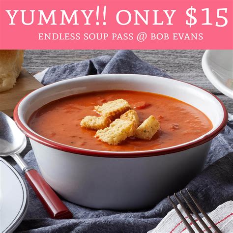 Only $15 Endless Soup Pass @ Bob Evans - Valid 2/1 - 2/28! - Deal ...