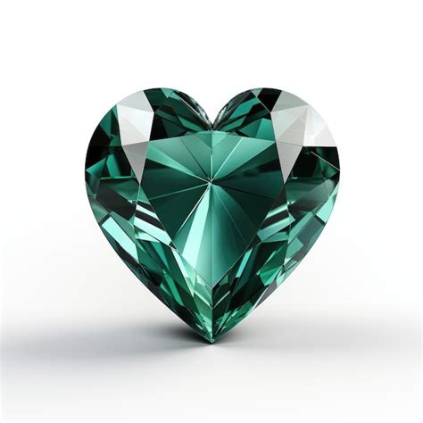 A green heart shaped diamond on a white surface digital image | Premium ...